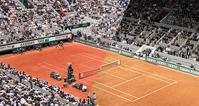 Vue sur le Court Philippe-Chartier pendant une session Roland Garros