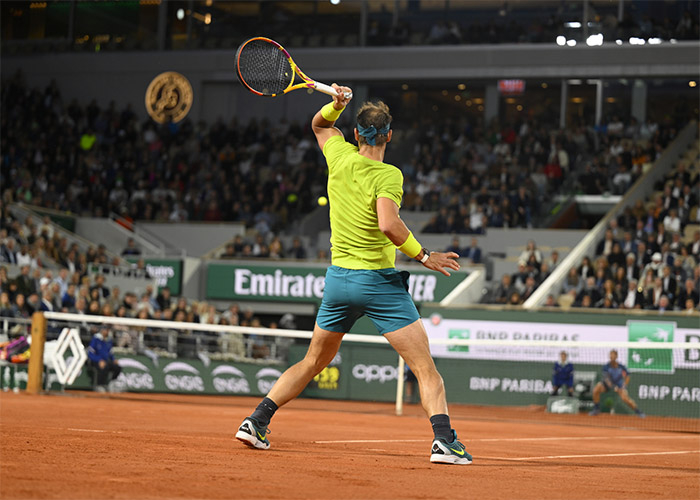 Tennis player Rafael Nadal during a Roland Garros match