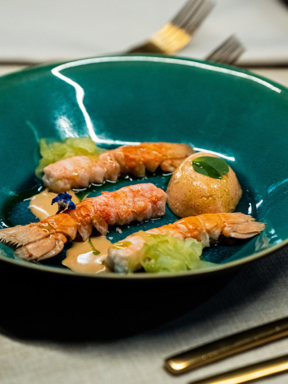 Gourmet meal with shrimps at the Lounge & Master Club Rolex Paris Masters with Sodexo Live Hospitality