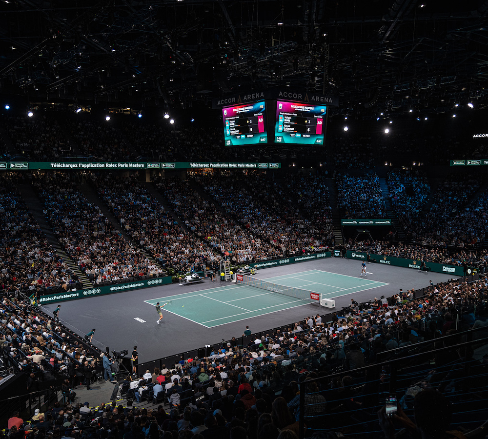 View of the tennis court during a Paris Bercy Masters 1000 match