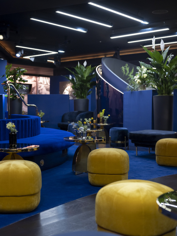 The sofas and armchairs of the Rolex Paris Masters Lounge