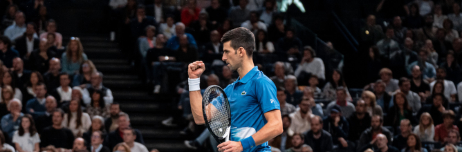 Tennis player Novak Djokovic during a Paris Bercy Masters 1000 match