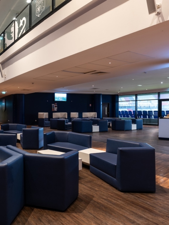 The lounge at the Cocktail in the Salon Partagé Salon des Lumières at Groupama Stadium during a Sodexo Live Hospitality event