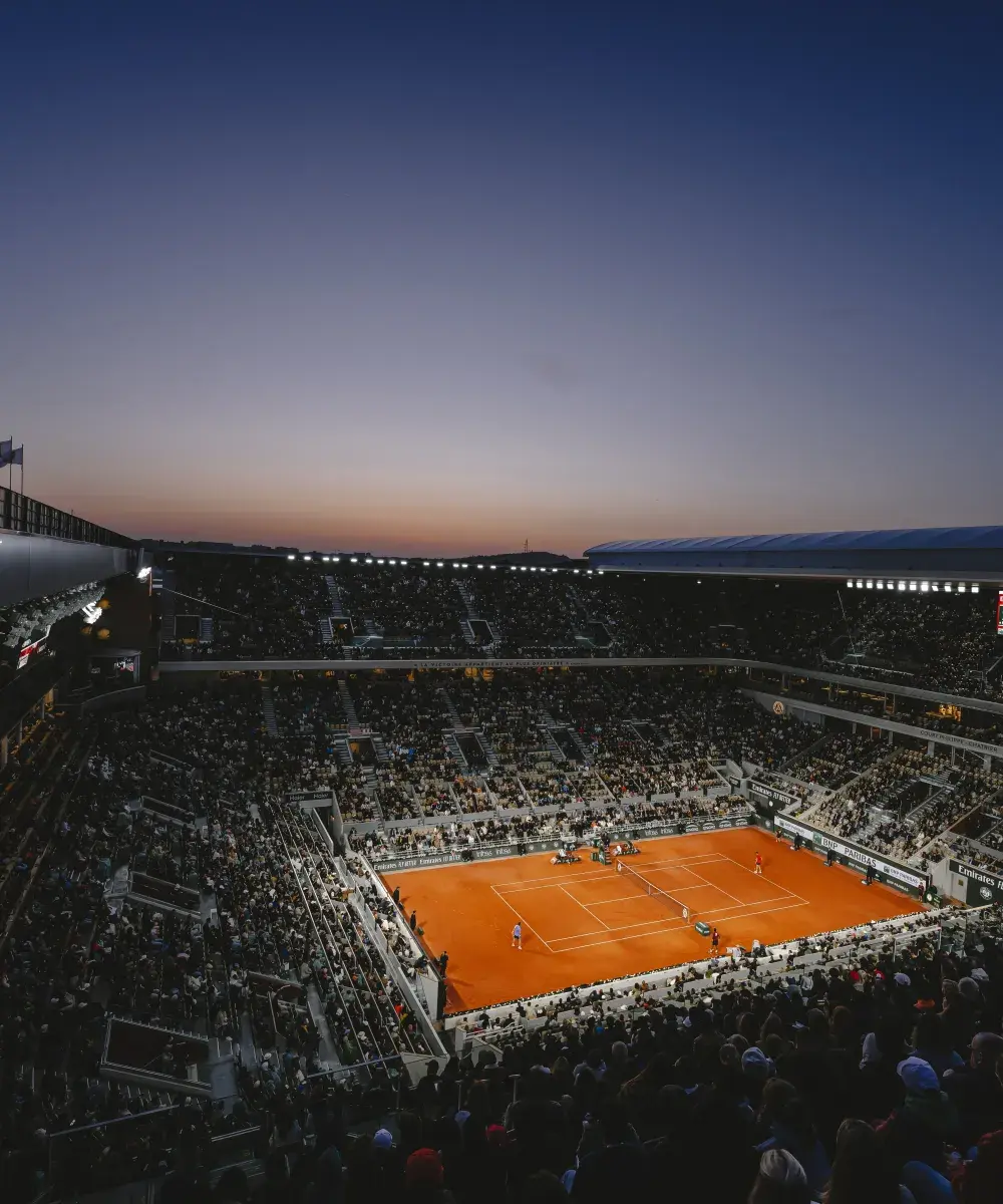 Roladn-Garros Stadium by nightfall with Official VIP Hospitality by Sodexo Live!