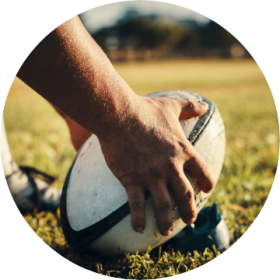 5 editions de RWC Joueur de rugby avec un ballon