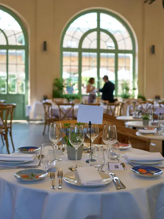 The VIP tables in the Orangerie area during Roland-Garros