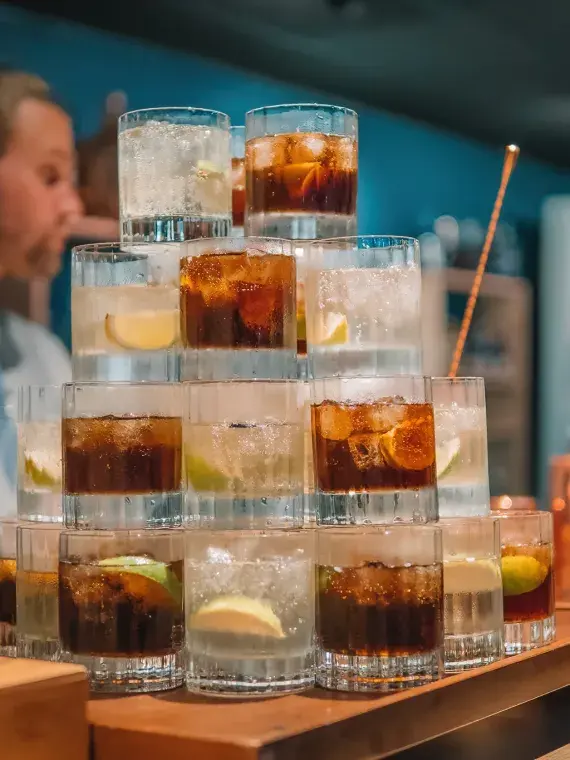 Upscale catering and drinks in the Méditerranée VIP lounge during a rugby match