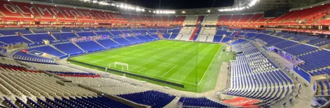 Groupama Stadium illuminated at night ahead of the Sodexo Live! Hospitality experience at the EPCR 2027 Finals