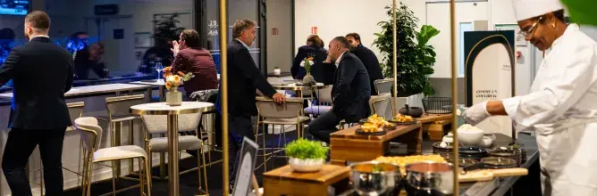 Catering demonstration in the tiebreak box VIP package for the Rolex Paris Masters