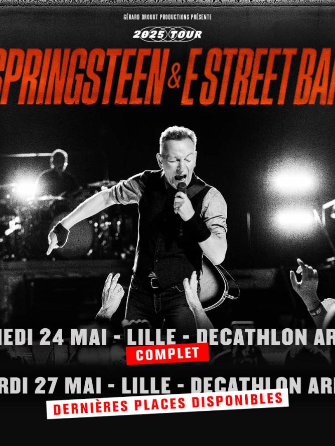 Affiche du concert de Bruce Springsteen à la Decathlon Arena Pierre Mauroy à Lille.