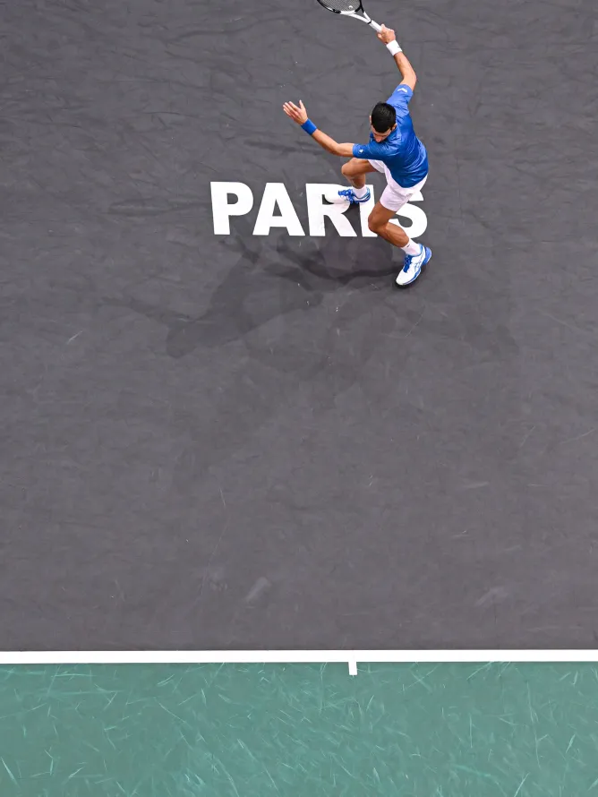 Player in action at the Rolex Paris Masters