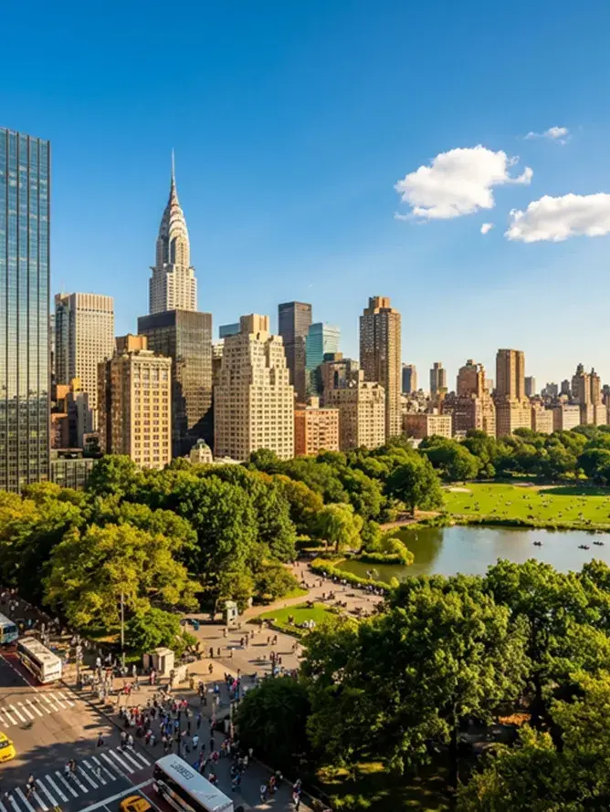 Panoramic view of New York City’s iconic avenues, showcasing the dynamic urban setting of Sodexo Live! Hospitality travel experiences.