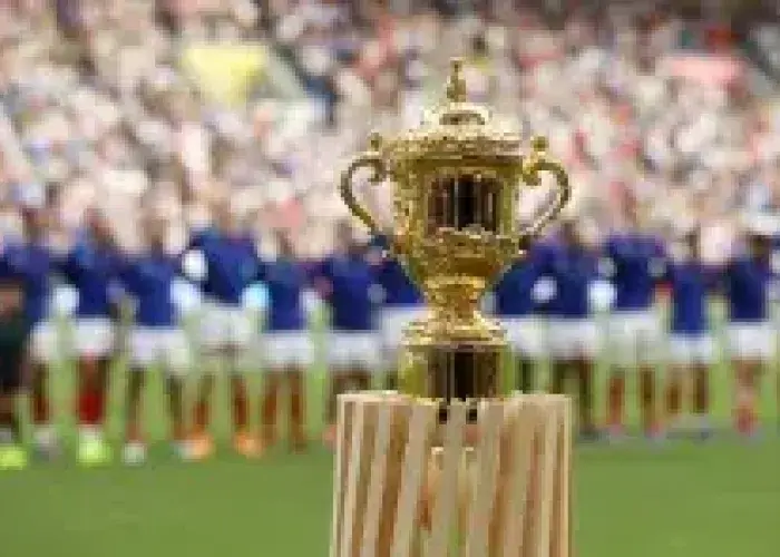 Rugby World Cup trophy Webb-Ellis les bleus