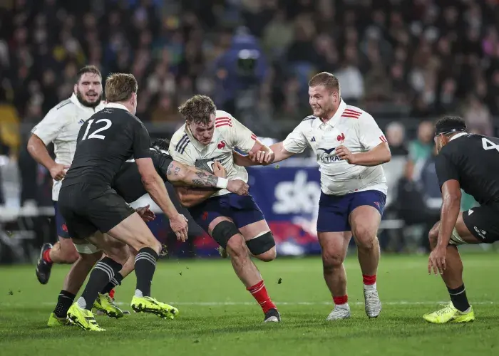 Vue du match entre la France et la Nouvelle-Zélande lors de la tournée d’automne, illustrant les prestations VIP Sodexo Live! Hospitality proposées pour les finales du Nations Championship.