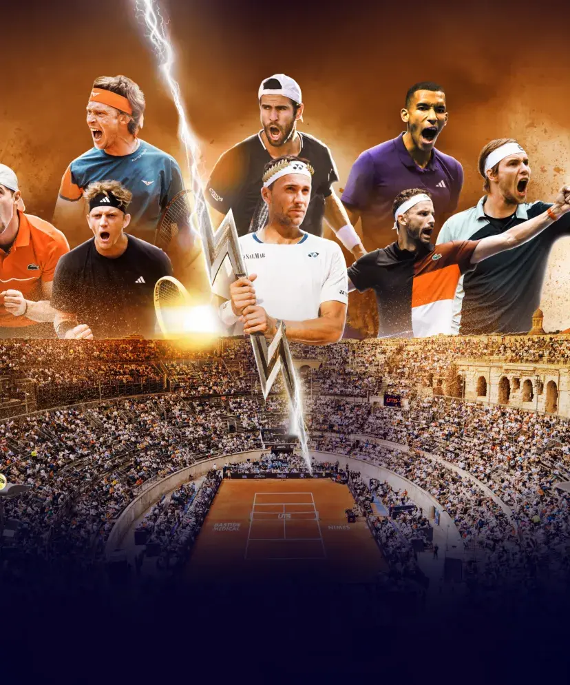 Affiche officielle UTS Nîmes Tennis dans les Arenes de Nimes et des joeurs du TOP 10